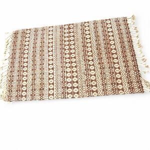 Patina Vie Cotton Throw Rug Mat Tassel Aztec Clay Red 60"X35" For Anthropologie